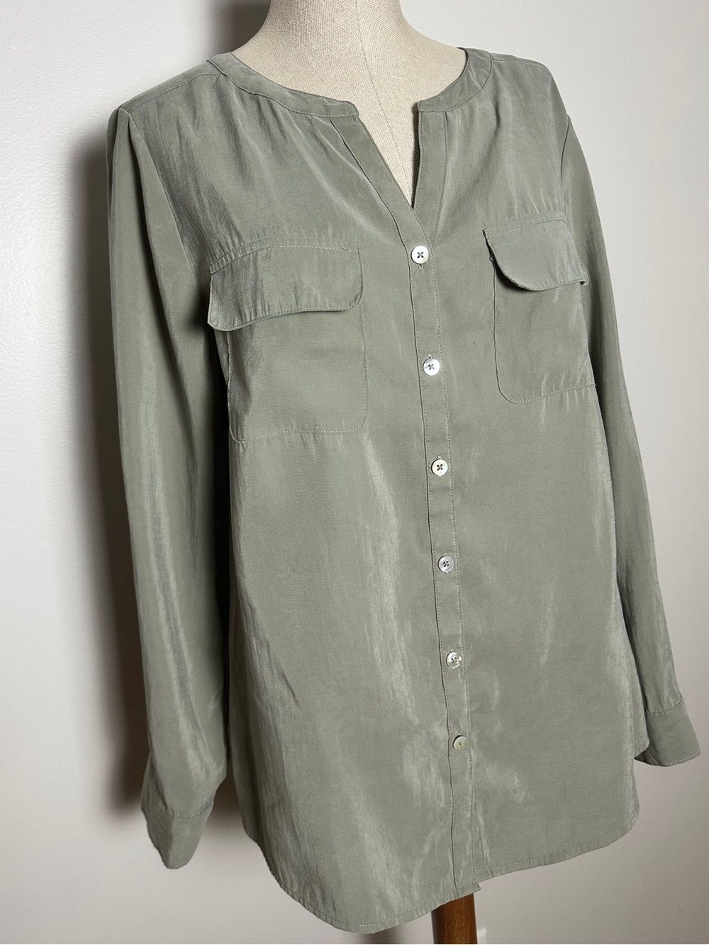 Chico's Neutral Light Gray Modal-Blend Top